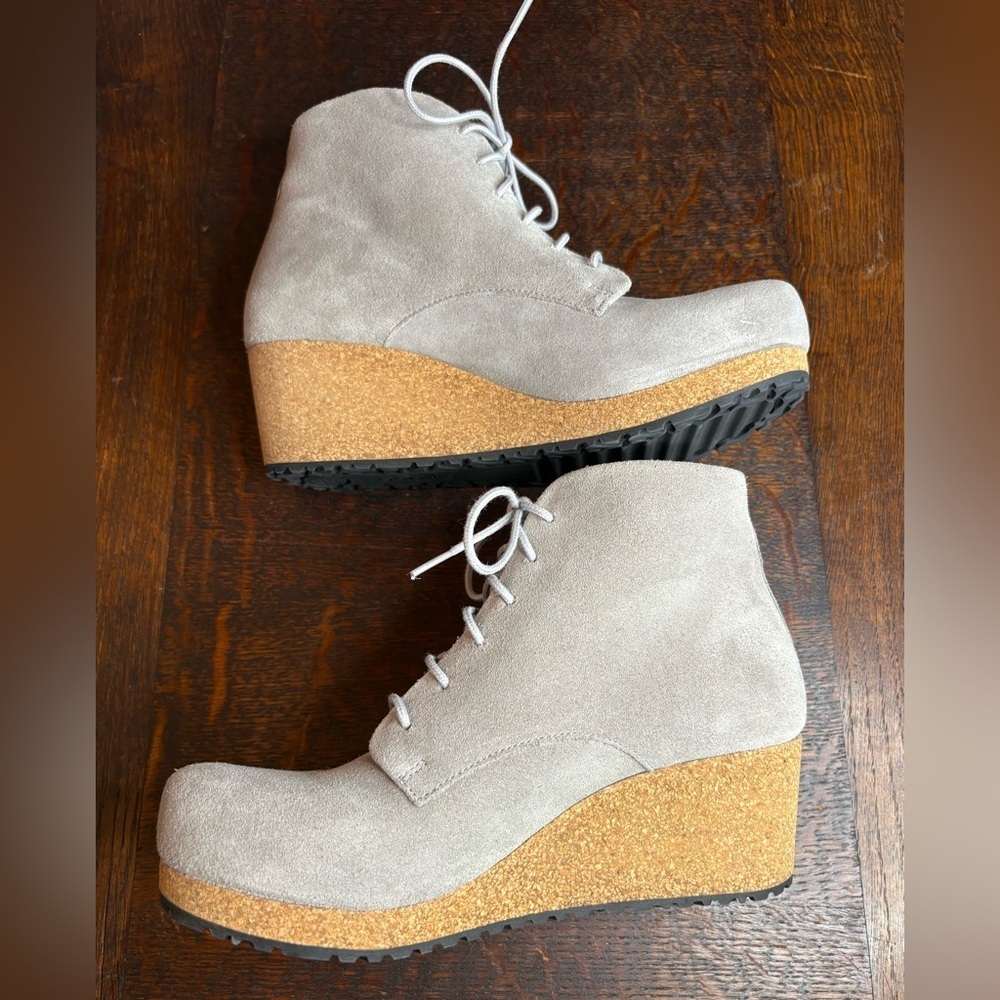 Birkenstock Papillio Edith Wedge Boots in Light Grey. Size 37 or US 6-6.5 - Picture 6 of 9